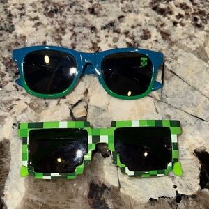 Minecraft little boys Stylish Blue and Green Pixel Sunglasses 2 pair
